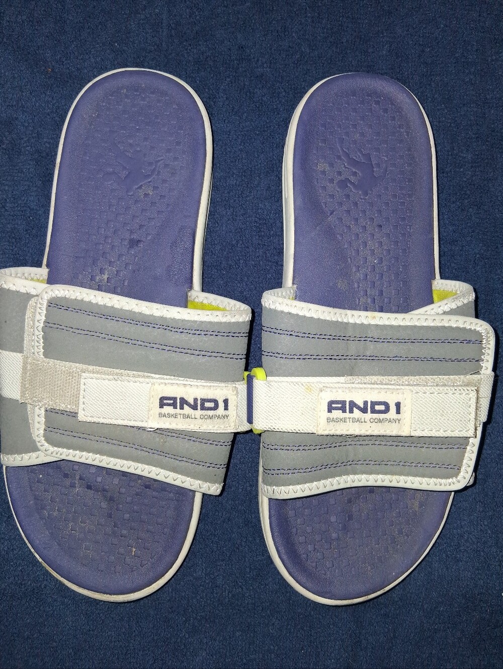 AND1 MENS Purple Footbed Gray Adjustable Strap Slide Sandals